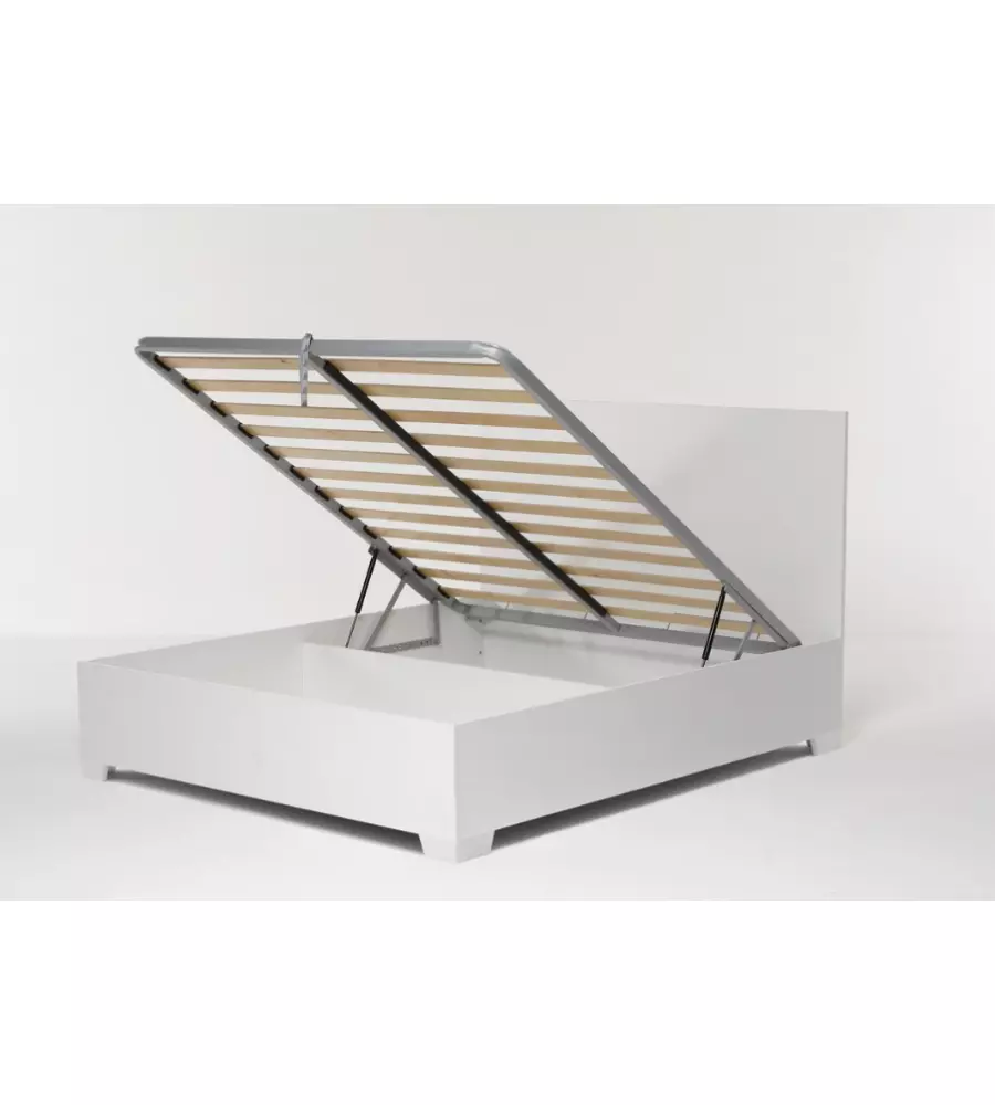 LETTO MATRIMONIALE CONTENITORE CON PIEDINI "HI BOX" BIANCO 160X190 CM
